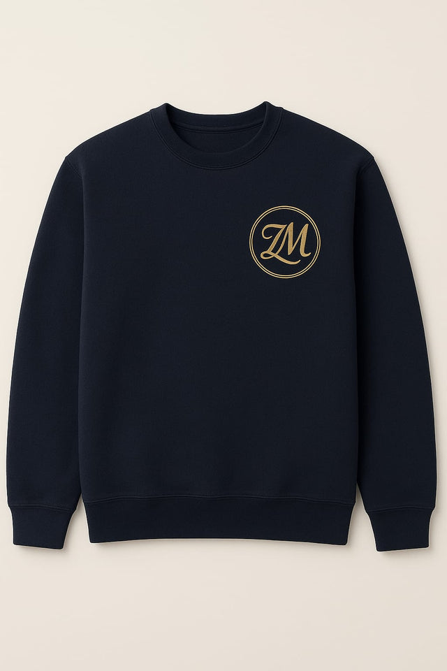 ZM Signature Navy Blue Sweatshirt  – 100% Cotton Premium Comfort with Golden Emblem for Men