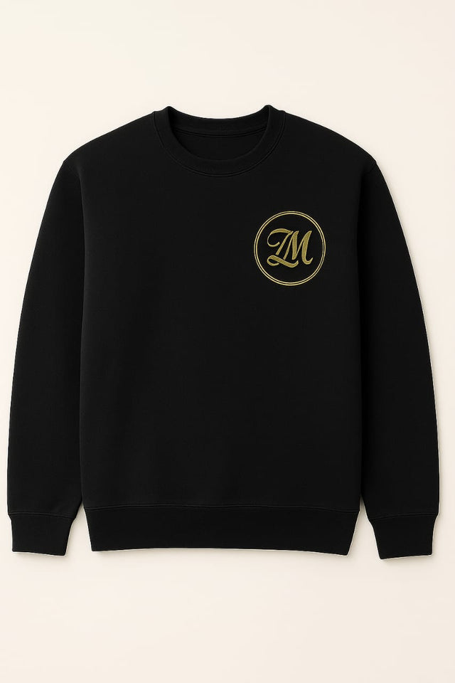 ZM Signature Black Sweatshirt  – 100% Cotton Premium Comfort with Golden Emblem for Men