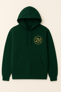 ZM Signature 100% Cotton Hoodie – Premium Comfort & Style for Men | Black, Navy Blue & Green with Golden Emblem